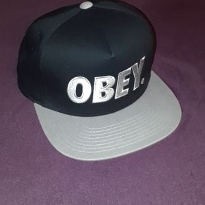 Black and gray OBEY Snapback hat